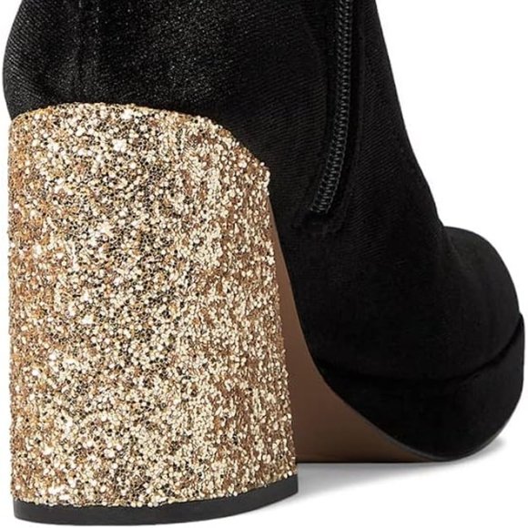 NiB SPARKLING Heels! Betsey Johnson Matcha Fashion Boot, Black Velour 9 - Picture 9 of 9